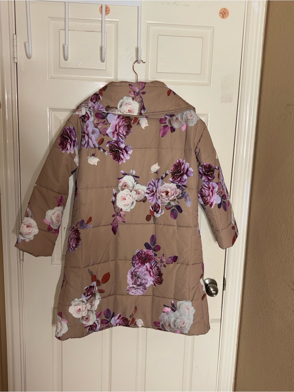 Isaac Mizrahi Live! Quilted Floral Printed Puffer Coat-Pink-XS - Picture 6 of 10